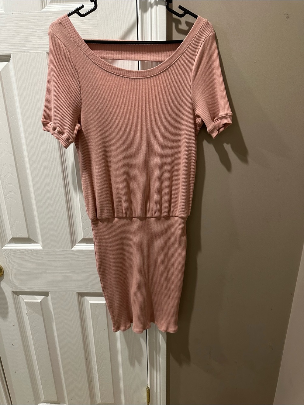 Free People Beach Ribbed Scoop Neck Midi Dress in Dusty Pink